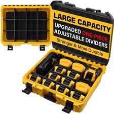 Case for Dewalt Battery   Waterproof Extra Large Hard Storage with 8 Adjustab...