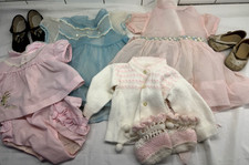Vintage 1950s-60's lot of baby girls clothing, dresses, sweater set and shoes
