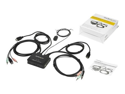 StarTech.com 2-Port HDMI KVM Switch with Built-In Cables USB 4K 60Hz