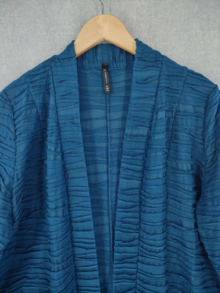 Chaqueta Colección IC Mujer XL Texturizada Arrugada Plisada Dobladillo Asimétrico Abierto EE. UU. Foto 3 de 4