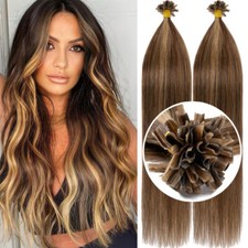 Fusion Pre Bonded Keratin Nail U Tip Remy Human Hair Extensions Full Head Mixed