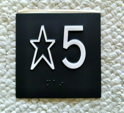 Brand New 5th Floor Elevator Jamb Plate Sign with Number 5 Braille & Raised Dots