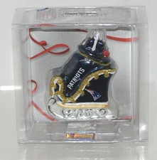 Boelter Topperscot Blown Glass New England Patriots Sleigh Ornament NFL Licensed