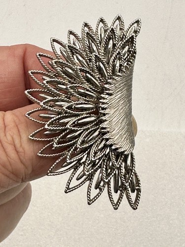Samson Silver Tone Flower Brooch Signed
