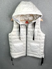 My Anorak Down Vest Womens Large White Hooded Utility Cargo Pockets Zip Up Nylon