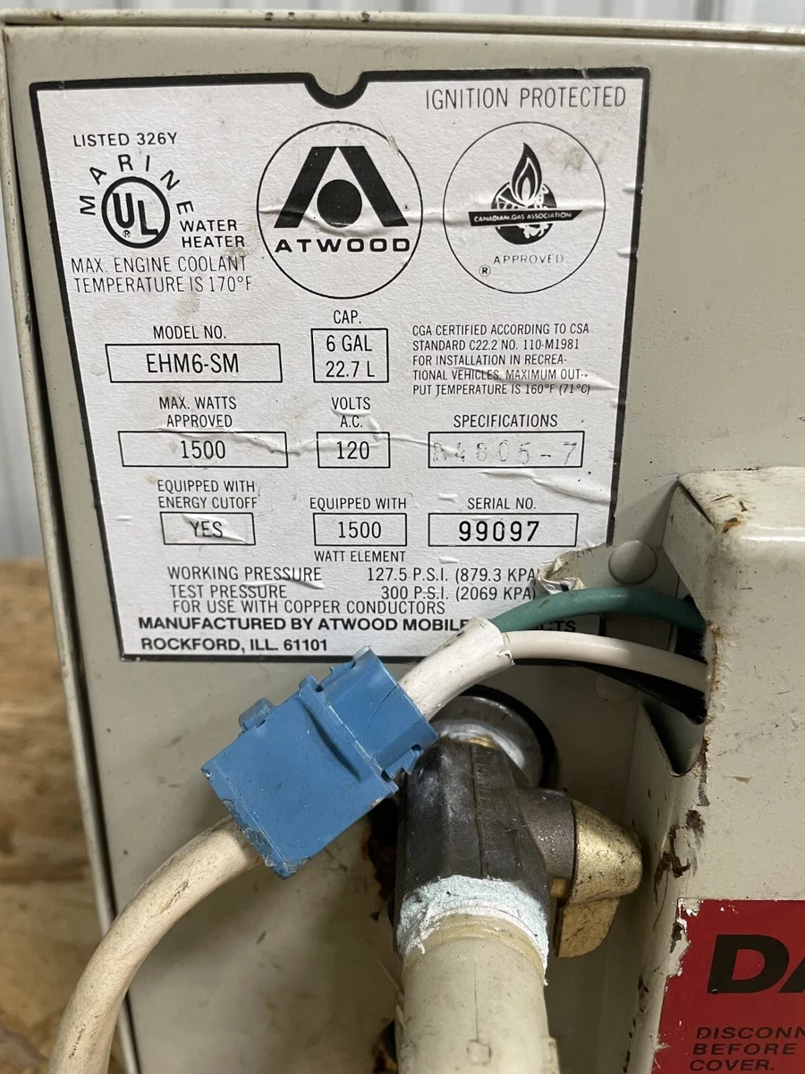 Atwood 6 gallon water heater hot water tank boat Marine RV EHM6-SM | eBay