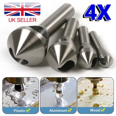 ATOPLEE 4PC Shaft Cutting Countersinking Chisel Chamfer Deburring Crosshole Drill Bit UK
