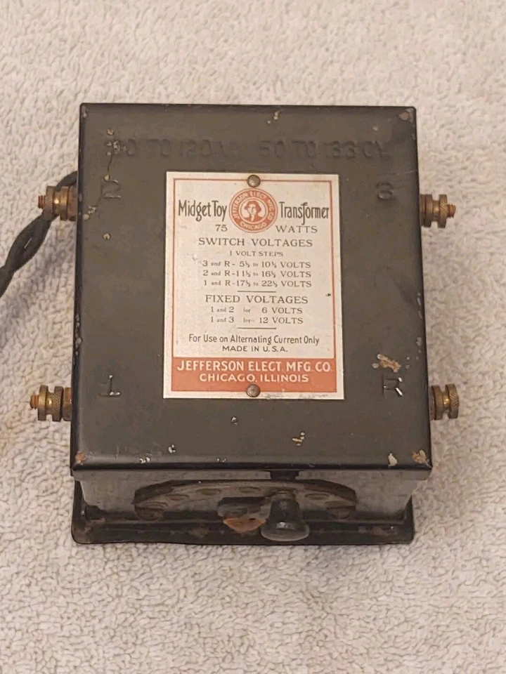 Vintage 1920s Jefferson Electric 75 Watt Midget Toy/Model Train Transformer  - Image 4 of 4