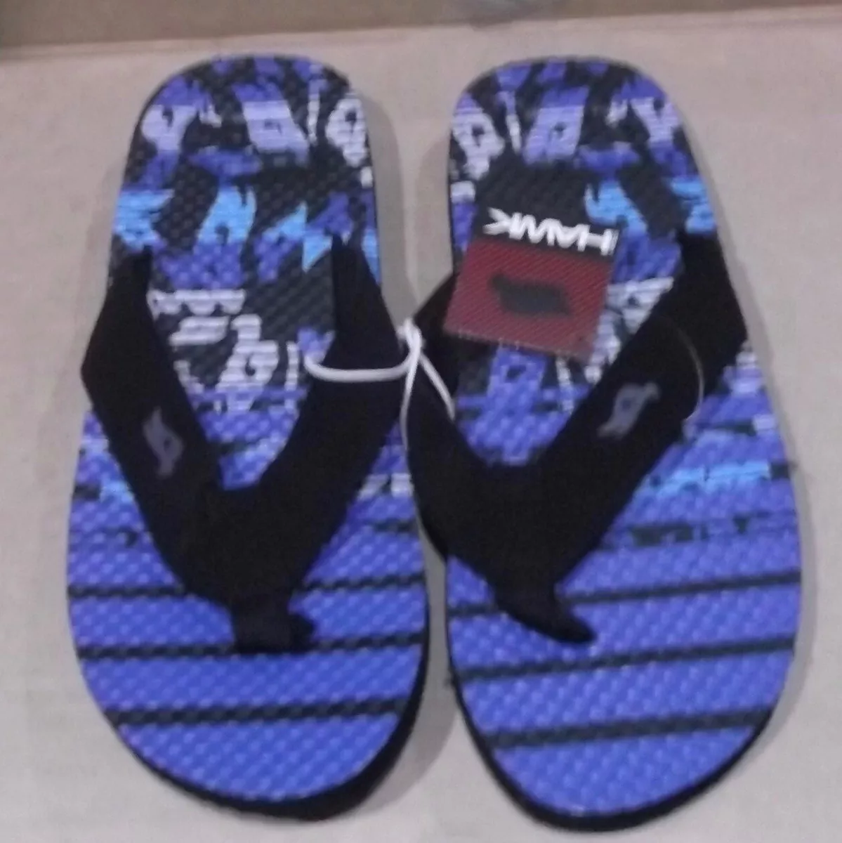 BOYS TONY HAWK BLACK BLUE FLIP FLOPS SANDALS MEDIUM NEW WITH TAGS