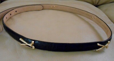LB BELT COMPANY BLACK ITALIAN LEATHER THIN BELT, GOLF CLUB  display picture 2