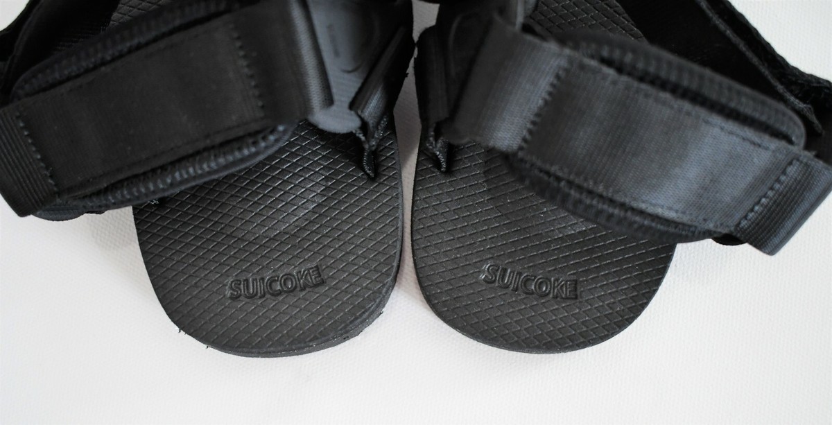 New SUICOKE Black Nylon STRAPPY SANDALS Flats Men's Shoes EUR-39
