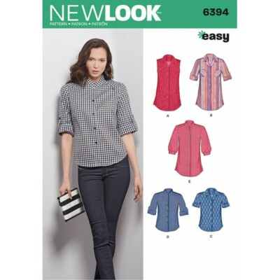New Look Schnittmuster 6394 Misses' Knopfleiste Tops Shirts Blusen