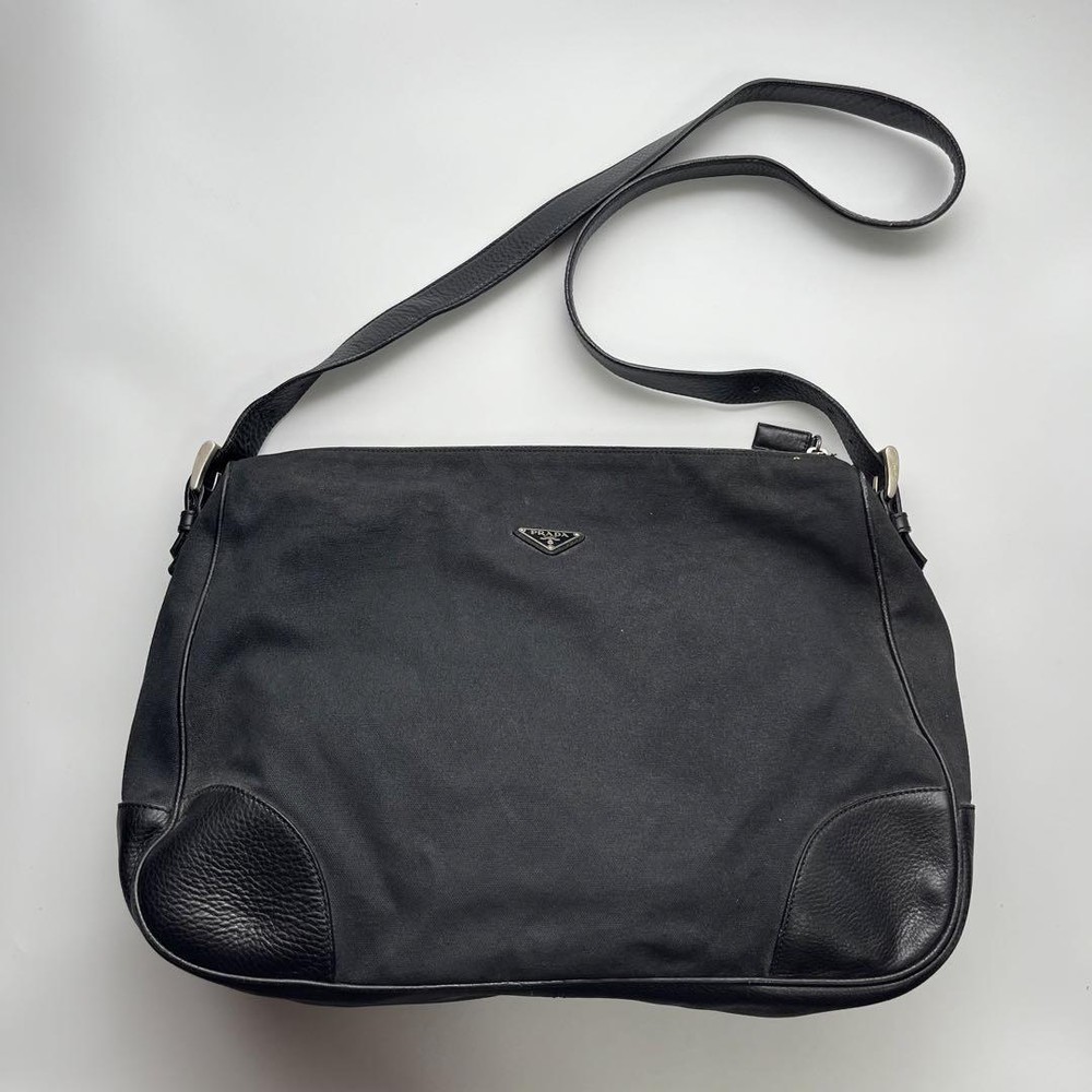 Prada Canvas Leather Shoulder Bag
