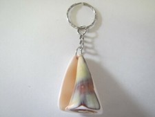 Vintage Telescopium Seashell Or Sea Shell Souvenir Keyring Keychain Key Holder