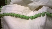 New Pottery Barn Kids 84" Green POM POM Linen PANELS Set Of 2 Drapes Lined 139