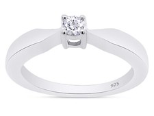 Solitaire Wedding Ring 925 Sterling Silver Round Cut Cubic Zirconia