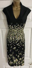 PHASE EIGHT BLACK YELLOW FLORAL SHIFT OCCASION DRESS UK 12 FORMAL EVENING 