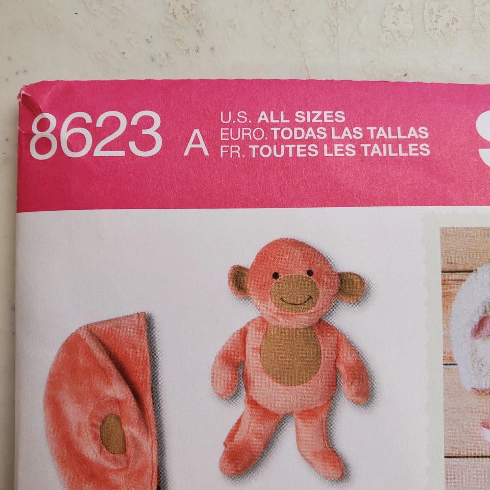 Simplicity 8623 Baby Accessories Bib Bootie Bonnet Blanket Plush Animal UNCUT - Image 2 of 4