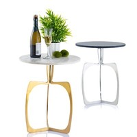 Beistelltisch Metall Rund ø 45 X 56 Cm Dekotisch Marmor Sohoo Gestell