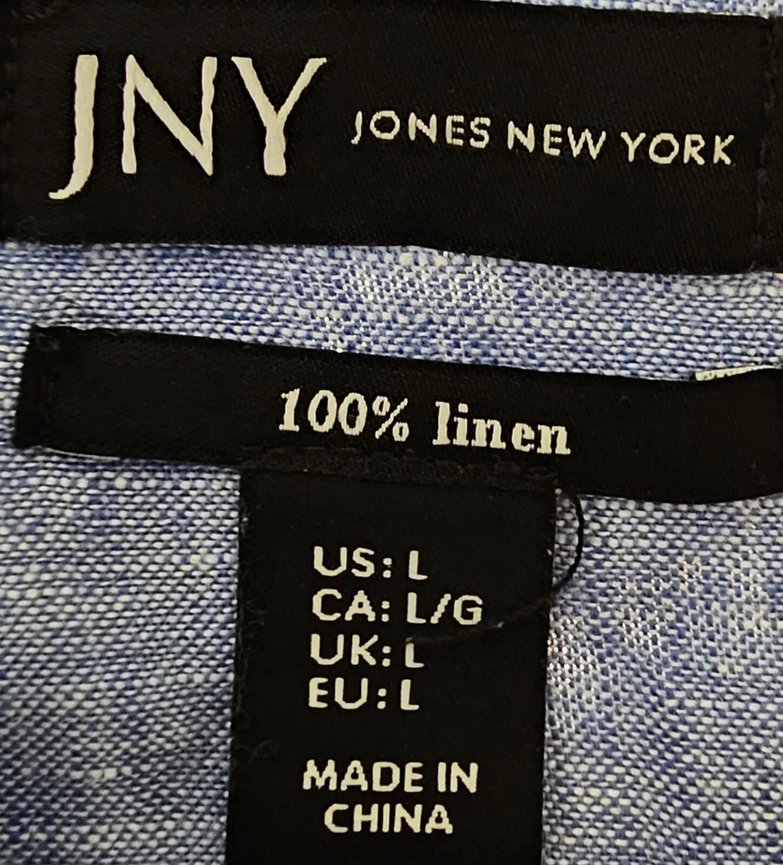 Jones New York Womens Shirt Top Blouse Size L Large Blue Linen - Image 2 of 4