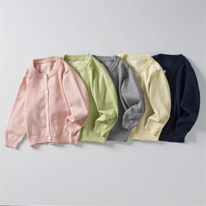 Cárdigan de punto para niñas Primavera y Otoño Abrigo suéter grueso para niños Foto 3 de 4