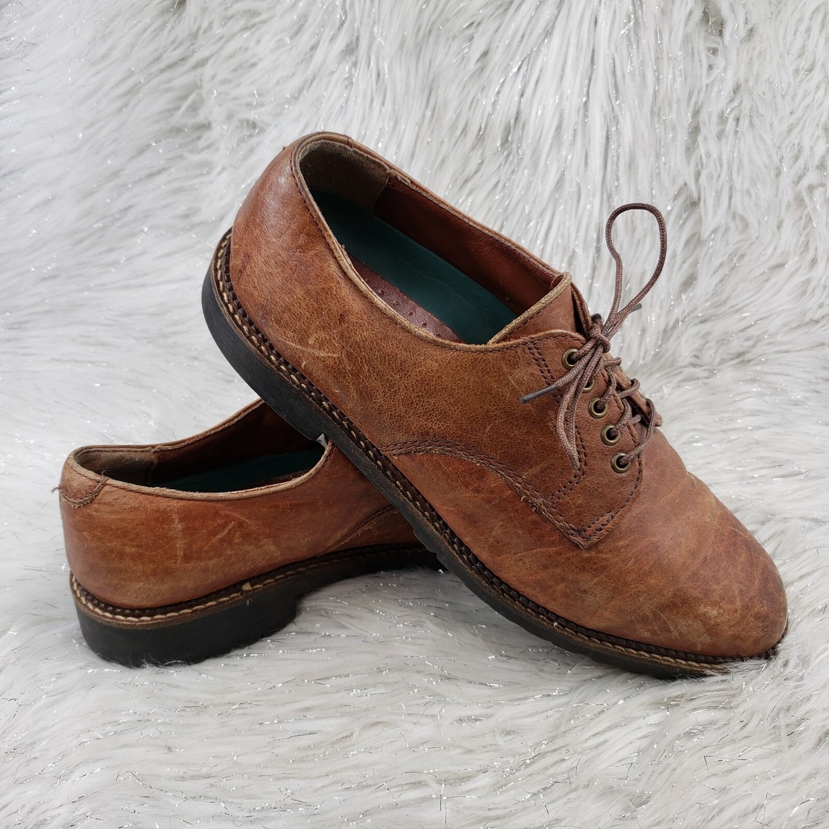 H.S. TRASK Shoes Mens 8.5 M Brown Leather Guide Lace Up Comfort H7002-218 Casual H.S Trask Shoes Casual Oxford Brown Leather Round Toe Lace  main image 4