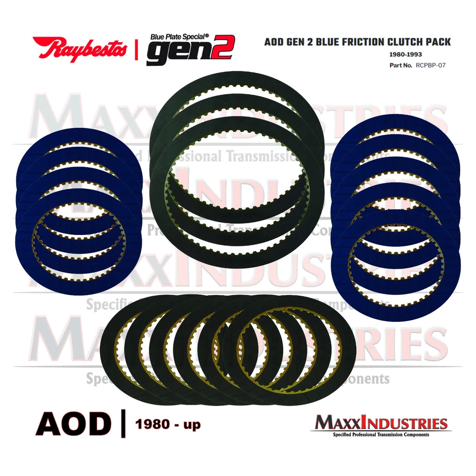 Kit de embrague de fricción azul transmisión AOD 1980-1993 Raybestos GEN 2 RCPBP-07 Foto 2 de 3
