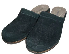 DOCKERS 'DKCLEOK' Suede Leather Slide Clog Shoes~Black~Size 8.5
