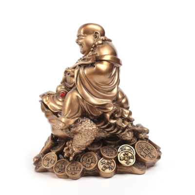 Toad Mido Laughing Buddha Statue Sculpture Luck Wealth Figurines