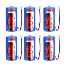 6PCS CR123A 3.0V 1500mAh Non-rechargeable Li-ion Battery with 2.54 White Plug