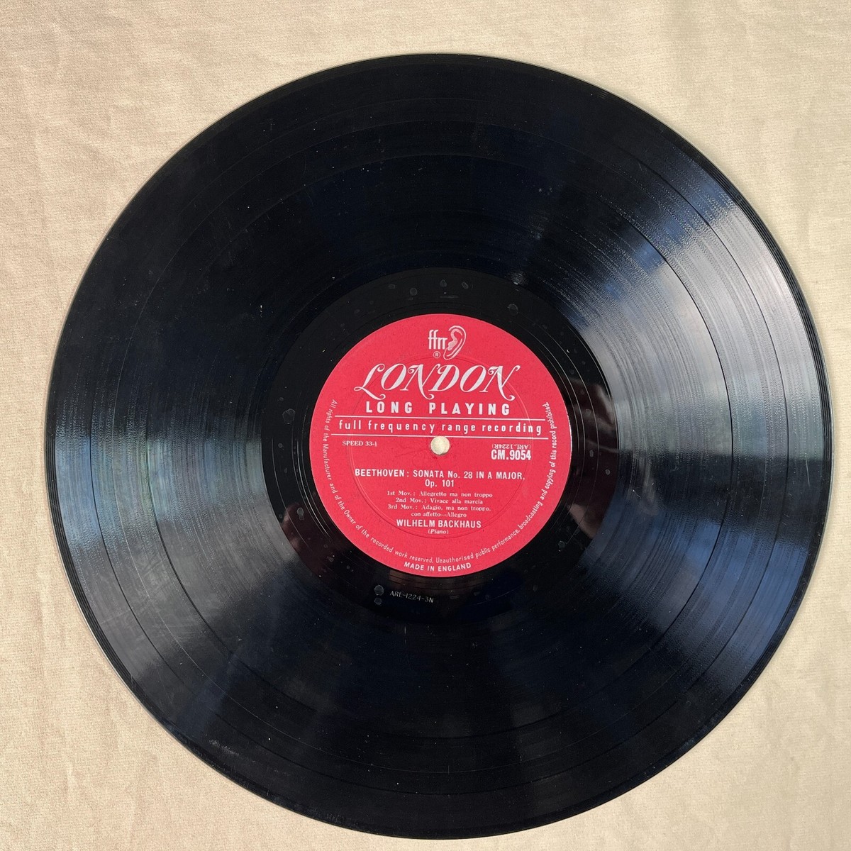 BACKHAUS Beethoven: Sonata 23 & 28 1955 Vinyl LP London CM 9054