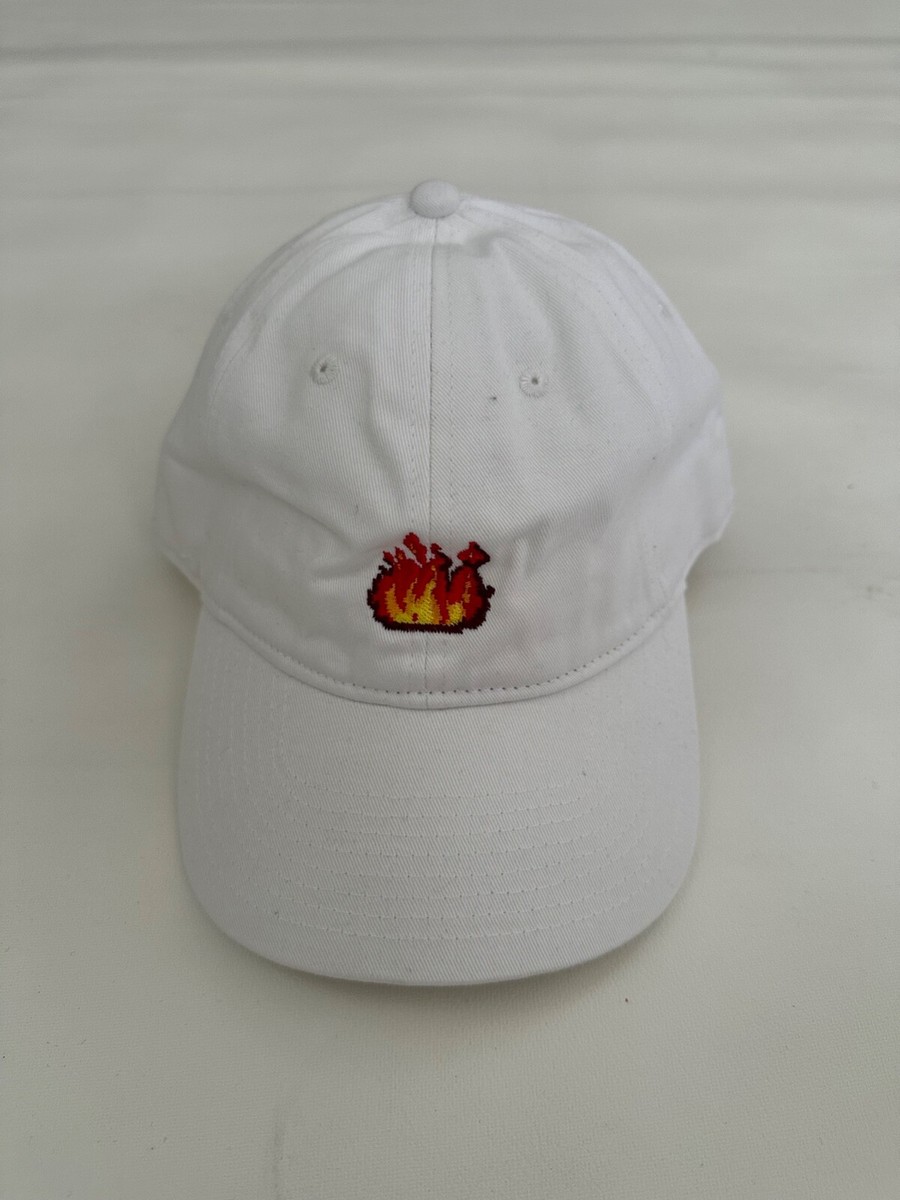 Kimoji Fire Logo Embroidered Graphic White Baseball Hat One