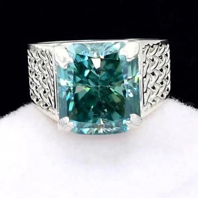 5 Ct Blau Behandelte Diamant Ring Strahlenschliff VVS1 Zertifiziert Herrenring
