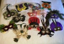 Lot Of Masquerade Mardi Gras Eye Masks For Costumes, Plays, Enacting, Parties