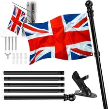 6FT Sectional Flag Pole Kit Extra Thick Aluminum Flagpole w/Mounting Bracket UK