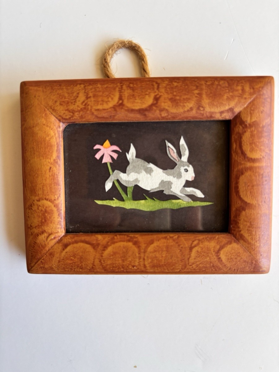 Miniature Bunny Rabbit Handmade Framed Picture Cutting Die Cut