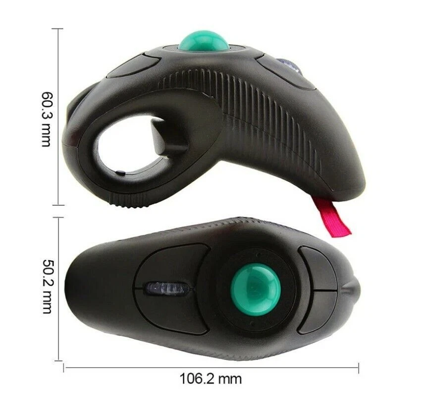 Finger Trackball Mouse HandHeld Mice Laser Pointer 2.4G USB Wireless PC Laptop - Image 2 of 4
