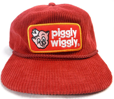 Snag Piggly Wiggly Grocery Brick Red Corduroy Rope Adjustable Adult Hat Cap
