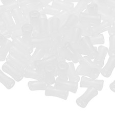 100 Pcs Glass Tube Beads, 6x12mm Bamboo Stick Tube Beads, White