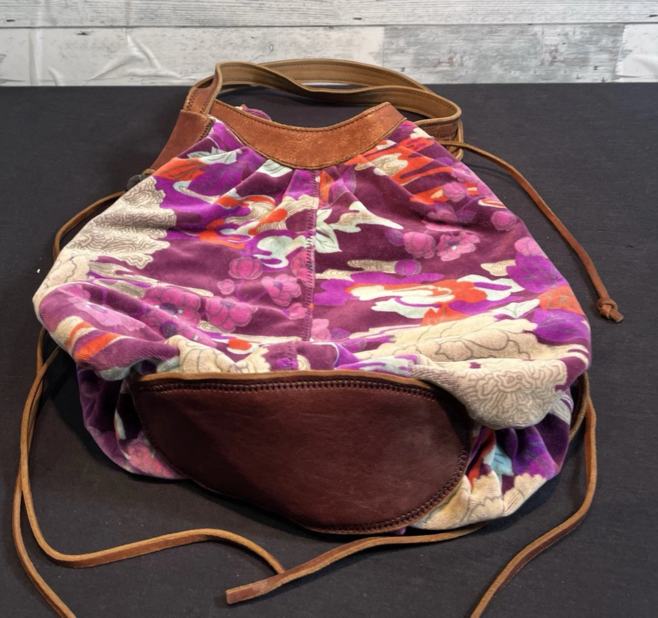 Lucky Brand Velvet And Italian Leather Floral Shoulder Bag - Image 3 of 4