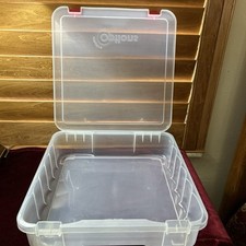 Plastic Scrapbook paper storage four pack stackable set of 4 - 14"x 14"x 3.5"