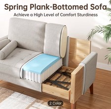 Vesgantti Small 2 Seater Sofa Beige Comfy Couch with Spring Cushion Velvet Couch