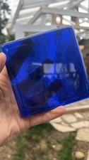 A pair of Blenko Vintage Cobalt Blue Art Glass Tiles   Thick  Set 