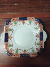 Antique burgess brothers plate 1930s. blue  design 883. square plate.