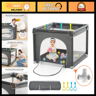 Portable Baby Playpen - Safe Non-Slip Activity Center for Toddlers, Indoor/Outdo