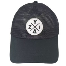 Zyia Active Trucker Hat Black White OS Snapback Mesh Back Adjustable Patch Cap
