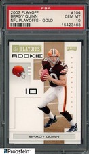 2007 Brady Quinn - NFL Playoffs #104 Rookie Card - Gold - /299 PSA GEM MT 10. rookie card picture