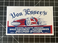 New Vintage Von Esser's  Speed Shop Chicago water DECAL sticker vinyl