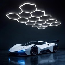 Hexagon LED Garage Light-456W 54720LM Super Bright 5000K Honeycomb Light for ...