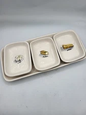 Rae Dunn by Magenta SET - Cheese Tray Platter + 3 Appetizer Plates 